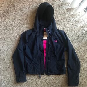 Hollister Navy blue rain jacket